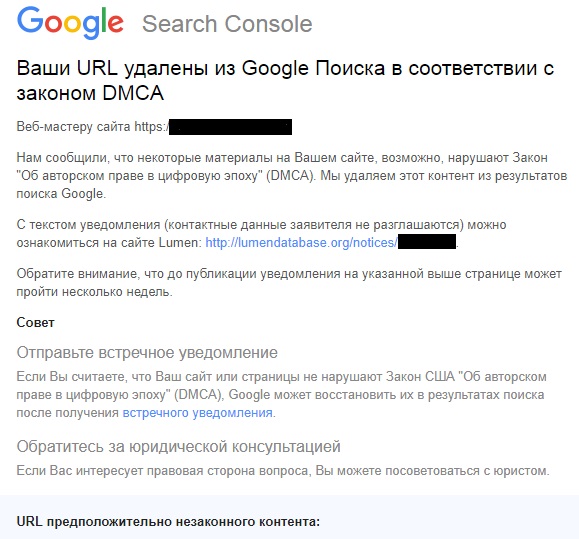 Google DMCA Search Console