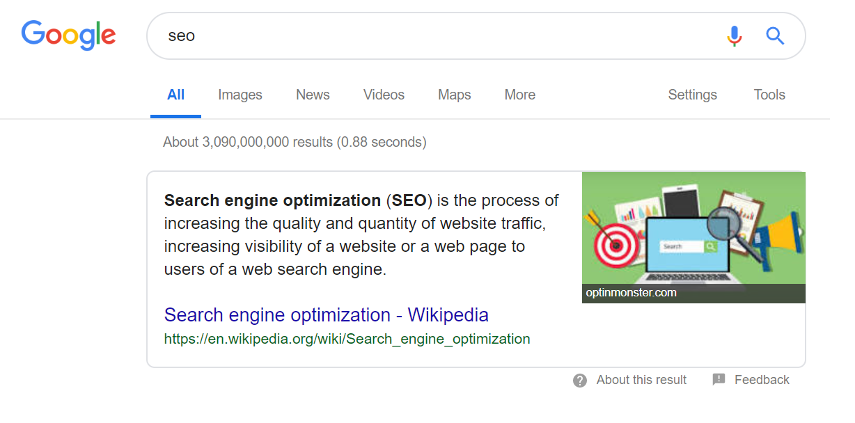 Google Featured Snippets - Изображение