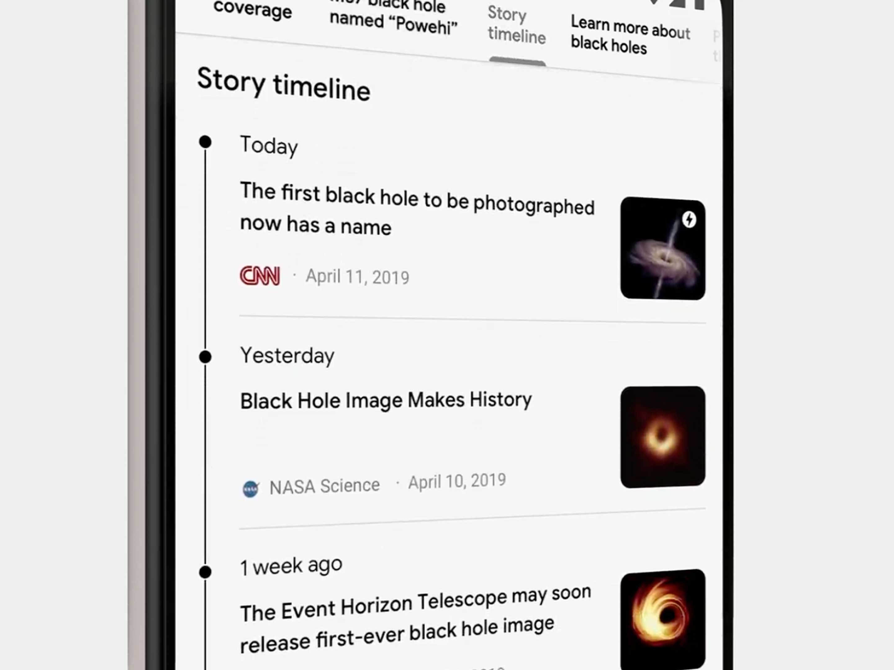 Google Top Stories Timeline